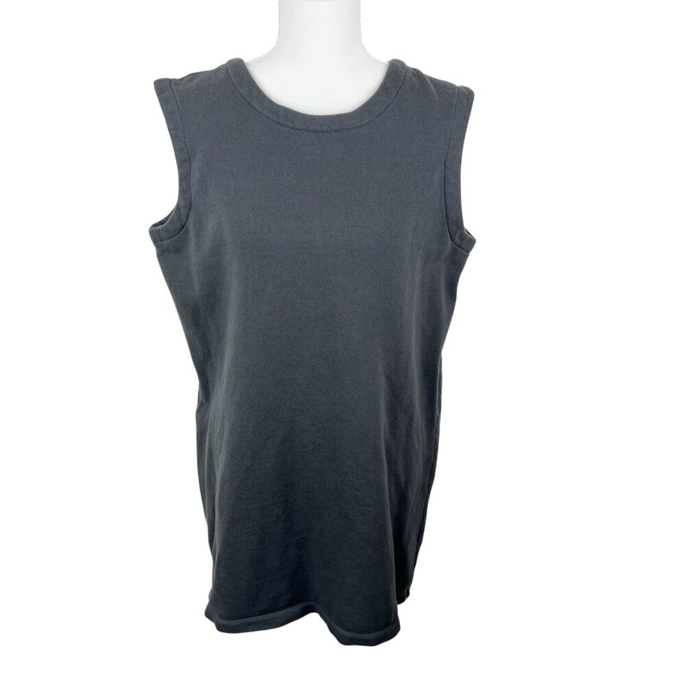 A. Cheng Mini Dress Women Medium Grey Crew V Back Knit Sleeveless Solid Casual